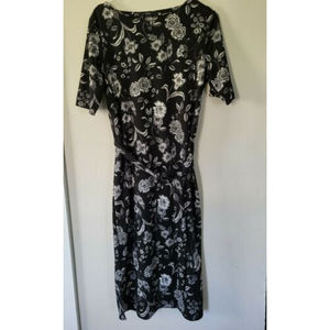 NEXT Dress Size 10 Maxi black Floral pattern belted pencil skirt soft Stretchy
